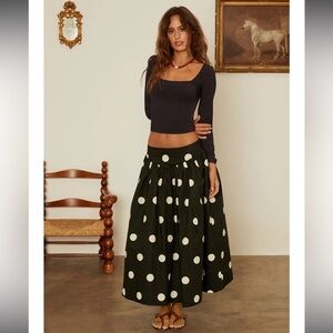 Ciao Lucia Dark Maxi Skirt with White Dots